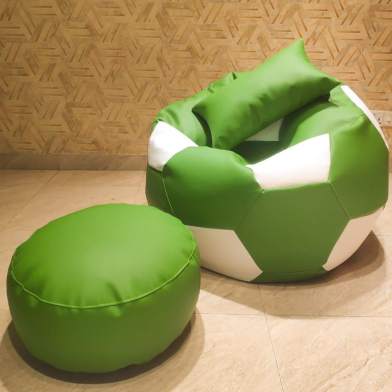 HugBag Faux Leather Xxl Football Shape 3 Pcs Combo Bean Bagbean Bag White -afl2cgw image