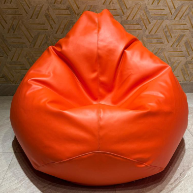 HugBag Faux Leather Xxl Pear Shap Single Bean Bag Orange -apl2or image