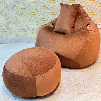 HugBag Woven Fabrics XXL Pear Shape 3 Pcs Combo Bean Bag Caramel -awv2ccml image