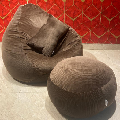 HugBag Woven Fabrics XXL Pear Shape 3pcs Combo Bean Bag Brown -awv2cbr image