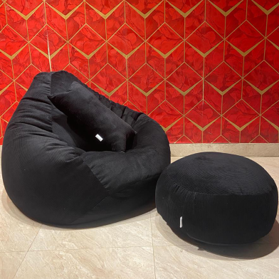 HugBag Woven Fabrics XXL Pear Shape 3pcs Combo Bean Bag Black -awv2cbl image