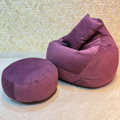 HugBag Woven Fabrics XXL Pear Shape 3pcs Combo Bean Bag Purple -awv2cpr image