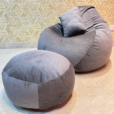 HugBag Woven Fabrics Xxl Pear Shape 3pcs Combo Bean Bag Ash -awv2cas image