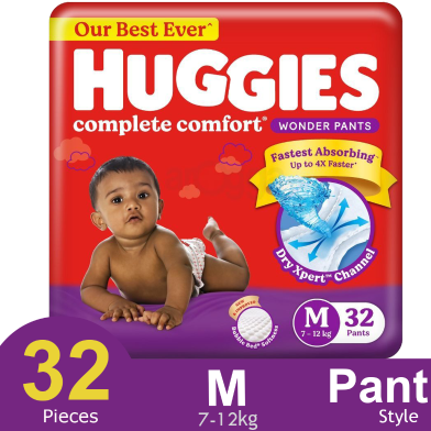 Huggies Complete Comfort Wonder Pants System Baby Diaper (7-12 Kg) (32pcs) image