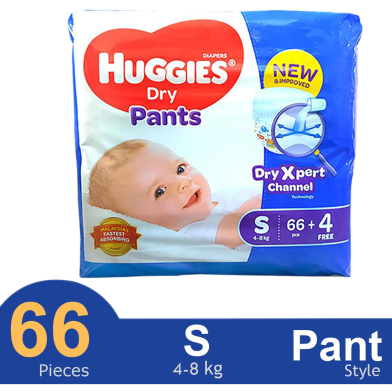 Huggies Dry Xpert Channel Pants System Baby Diaper (S Size) (4-8kg) (66pcs) image