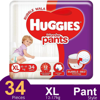 Huggies Wonder Pant System Baby Daiper (12-17 kg) (34 Pcs) image