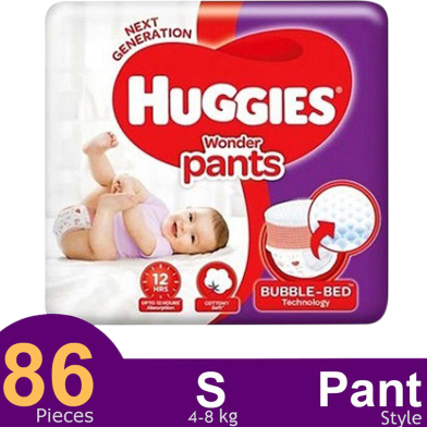 Huggies Wonder Pant System Baby Daiper (4-8 kg) (86 Pcs) image