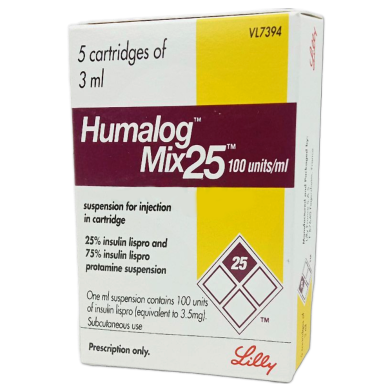 Humalog Mix25 Cartridge 100 U/ml Cartridge 3 ml cartridge 5 pcs image