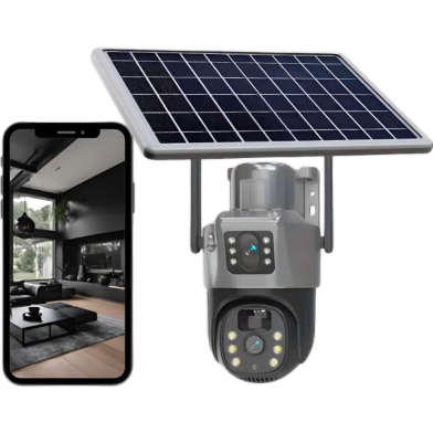 Huntkey V380 T4 Dual Lens Solar Camera [Black Wi Dash Fi] image