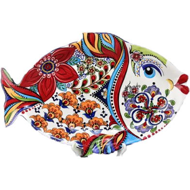 Ceramic Printed Serving Dish Fish Shape image