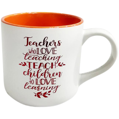IHW Ceramic Coffee Mug Teaching Is a Work of Heart Orange Color image