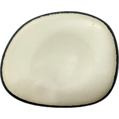 IHW Ceramic Dessert Plate Off White with black Strip 1 Pcs image