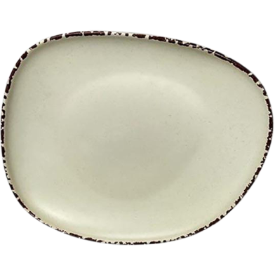 IHW Ceramic Dessert Plate off white with Brown Striped 1 Pcs image