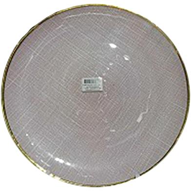 IHW Glass Plate With Gold Pink Rim 33x2cm 1 Pcs image