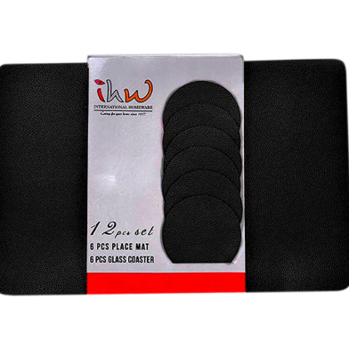 IHW Place Mat 12 Pcs Set Black Color image