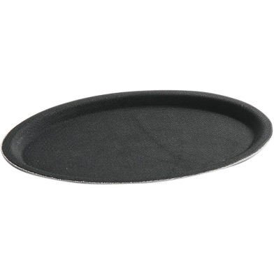 IHW Tray Fiber Non-Slip Black 16 Inch Oval image