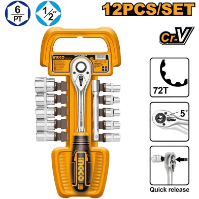 INGCO HKTS12122 Socket 1/2 Inch 12 Pcs Set image