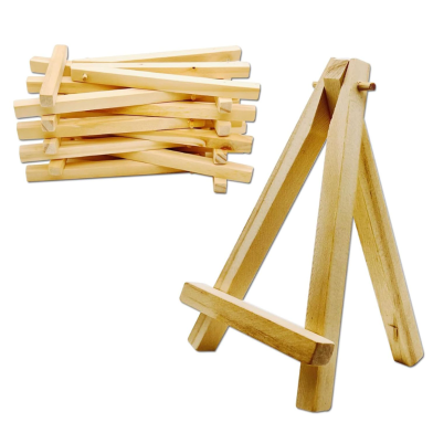 Iconic 8 Inch Mini Wood Display Easel, Natural Wood Display Stand image
