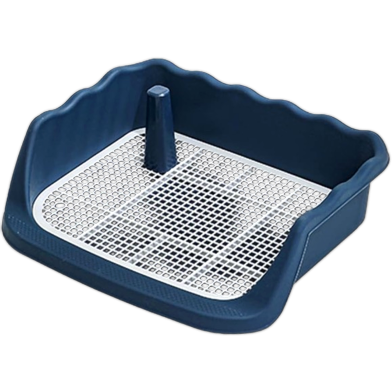 Indoor Dog Potty Tray, Puppy Toilet, Mesh Puppy Training Litter Box with No-Spill Simulation Poop Post and Protective Wall, Easy to Clean image