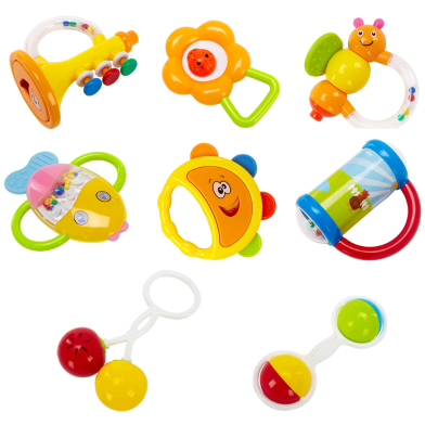 Infant Rattle Teething Baby Toys BPA Free Shake and GRAP Baby Hand Development Teethers Toy Set For Newborn (8 Pcs) image
