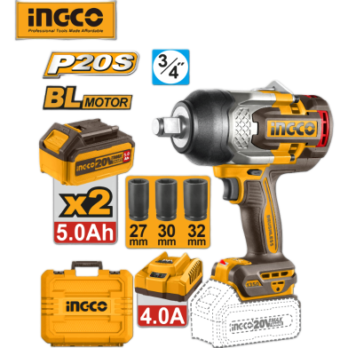Ingco 20V 1350Nm Cordless Impact Wrench With Battery And Charger image