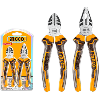 Ingco 2Pcs 6inches And 7inches Combination And Diagonal Cutting Pliers Set 2Pcs image