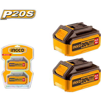 Ingco Battery 20V 4Ah Li Ion Proline Set 2Pcs image
