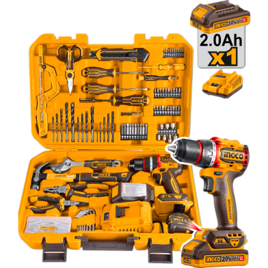 Ingco Tools Set With Cordless Brushless Impact Drill 165Pcs image
