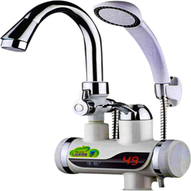 Temperature Display Instant Hot Water Tap – Wall-Mounted with Shower Head image