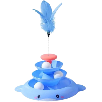 Interactive Cat Toy For Indoor Cats 3 Level Tower Turntable Toy Ball Track with 3 Ball image