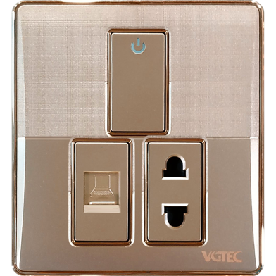 VGTEC Internet socket and 2 Pin socket with switch (Platinum series) image