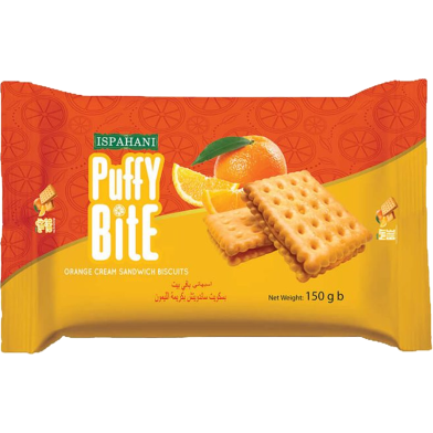 Ispahani Puffy Bite Orange Cream Sandwich Biscuits 150 gm image