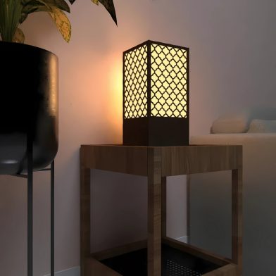 Japanese Wooden Lamp | Warm Ambient Lighting | Elegant Laser-Cut Minimalist Design | Table Light for Bedroom, Living Room, or Study by Ednfy (SL-119) image