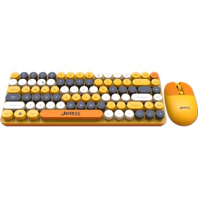 Jedel Ws682 Retro Mechanical Keyboard With Adjustable Dpi Wireless Mouse Combo image