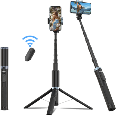 Jmary KT-259 Selfie Stick Tripod, Extendable 3 in 1 Aluminum Bluetooth Selfie Stick with Wireless Remote and Tripod Stand image