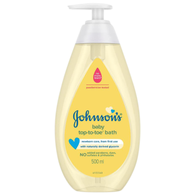 Johnsons Top To Toe Hair And Body Baby Bath Pump 500 ML image