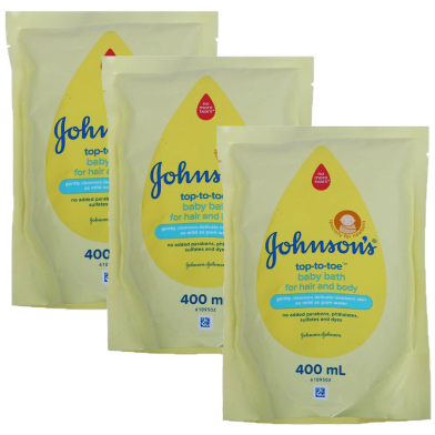 Johnsons Top To Toe Hair and Body Baby Bath 400ml(3pcs Combo) image