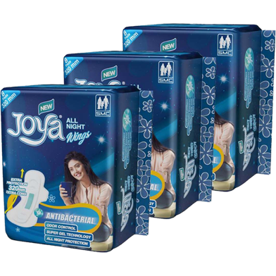 Joya Sanitary Napkin Wings All Night Wings System Panty 8 Pads Pack Combo of 3 Pack -24 Pads image
