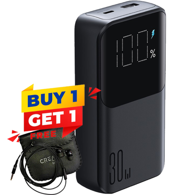 Joyroom JR-PBC06 30W 10000mAh Mini Power Bank with Dual Cables (Buy 1 Get 1 CREATIVE EP-530 Earphone FREE) image