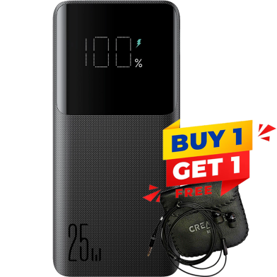 Joyroom JR-PBF20 10000mAh 25W Fast Charging Powerbank With Digital Display (Buy 1 Get 1 CREATIVE EP-530 Earphone FREE) image