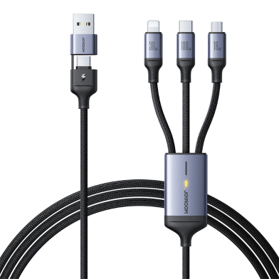 Joyroom SA21-2T3 Speedy Series 100W 6-in-1 Fast Charging Cable (USB-A Type-C to L Plus C Plus M) 1.5m-Black image