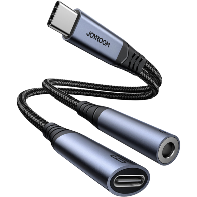 Joyroom SY-C02 Audio-Transfer Series 2-in-1 Audio Adapter (Type-C to 3.5mm Plus Type-C)-Black image