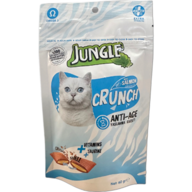 Jungle Cat Crunch Anti Age with Salmon 60gm | Cat Snacks Food image