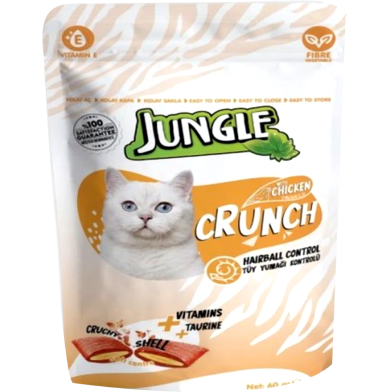 Jungle Cat Crunch Hairball Control with Chicken 60gm | Cat Snacks Food image