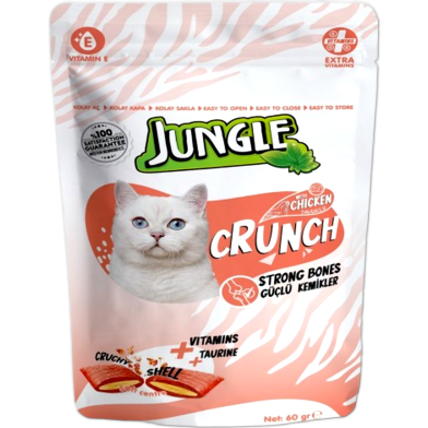 Jungle Cat Crunch Strong Bones Care with Chicken and Chees 60gm | Cat Snacks Food image
