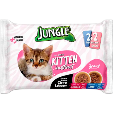 Jungle Kitten Cat Pouch Food Gravy - Chicken and Lamb 4pcs Combo Pack (4x100g) | Cat Wet Food image
