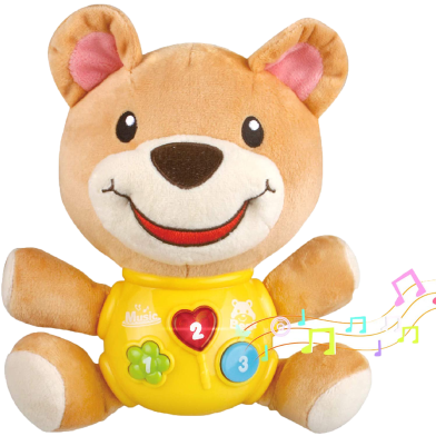 Jurston Plush Baby Toys Infant Musical Toys Bear Stuffed Animal Toys with Light and Education Learning Songs Newborn Girls Boys 0-36 Months image
