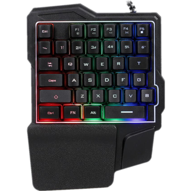 K7 One-handed Game Keyboard Wired Keyboard Streaming Color RGB light Ergonomic Hand Rest Keyboard Black image