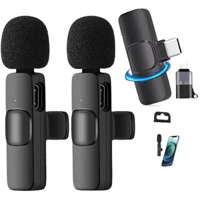 K9 Type C Duel Wireless Lavalier Microphone Noise Reduction Outdoor Live Broadcast USB Lavalier Microphone For Mobile Phone image