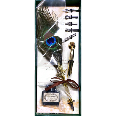 KABEER ART Dip Feather Pen Set Calligraphy Pen Set Writing Quill Ink Dip Pen with 5Pcs Nib image